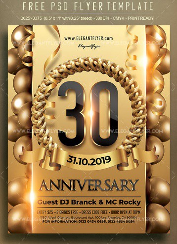 30 Anniversary – Free Flyer PSD Template