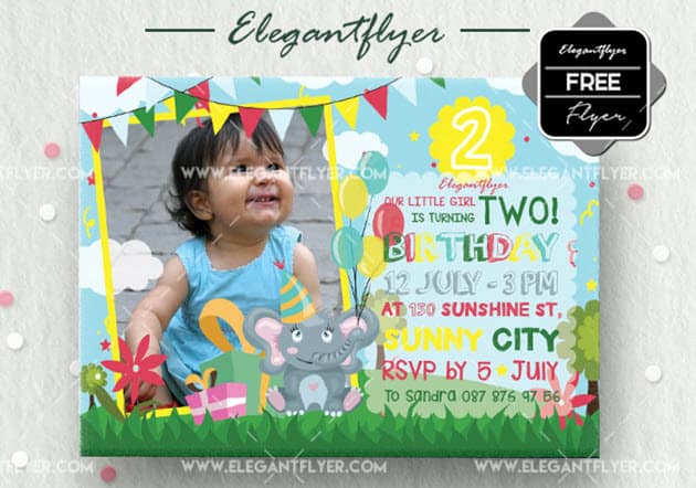 Free Birthday Party Summer – Invitation PSD Template