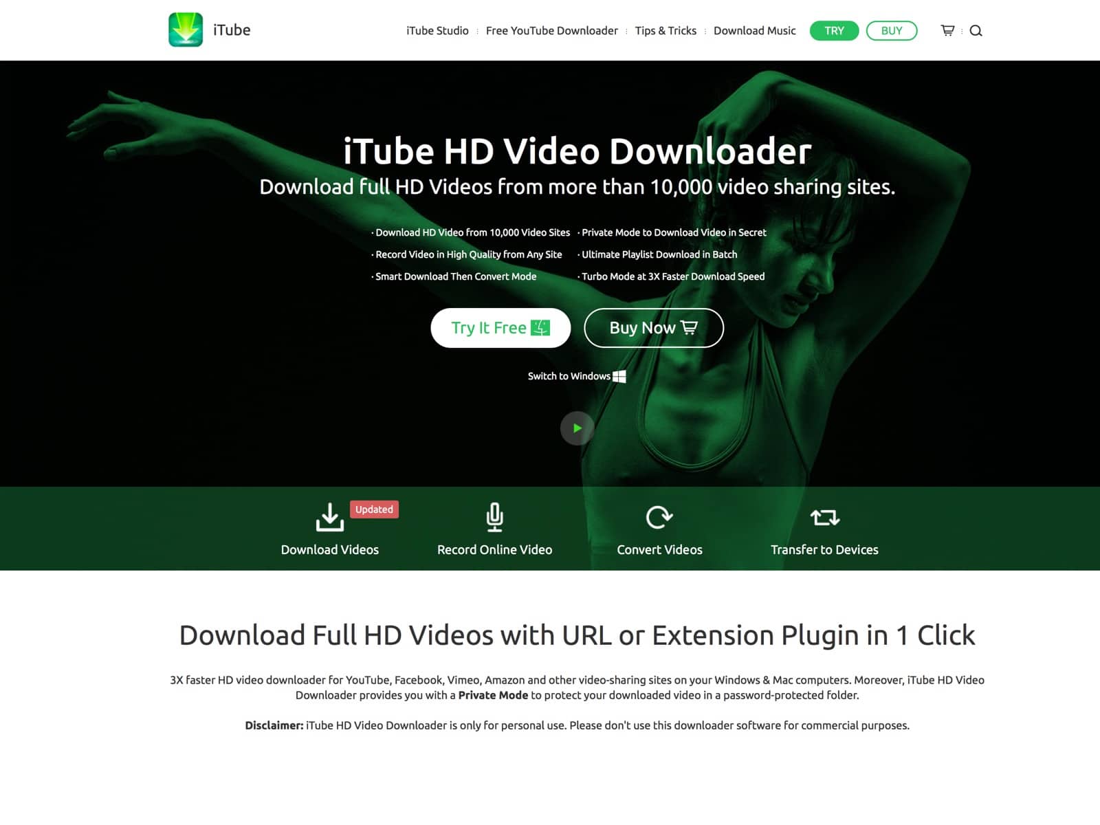 iTube HD Video Downloader can download videos from YouTube and other video-sharing websites and convert videos to any video and audio format in HD 4K, 1440P, 1080P, etc.