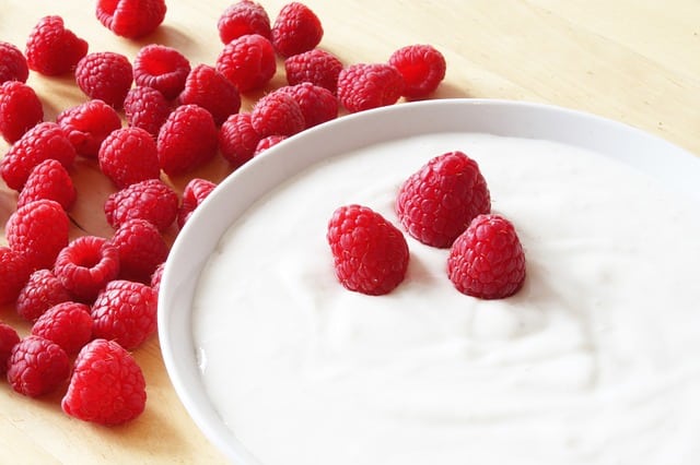 raspberries-on-yogurt