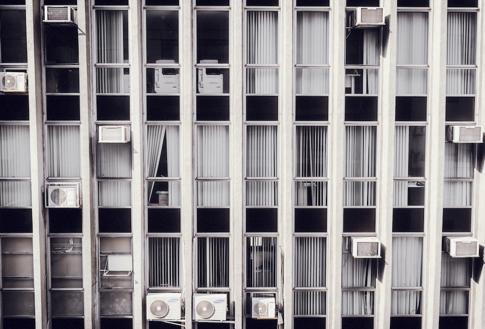 air conditioner unit outside the office window