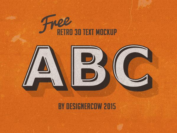 Free 3D Retro Text Mockup