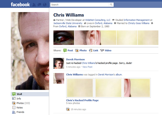 example facebook profile page