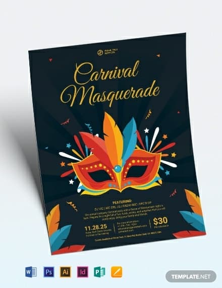 Carnival Masquerade Party Flyer Template