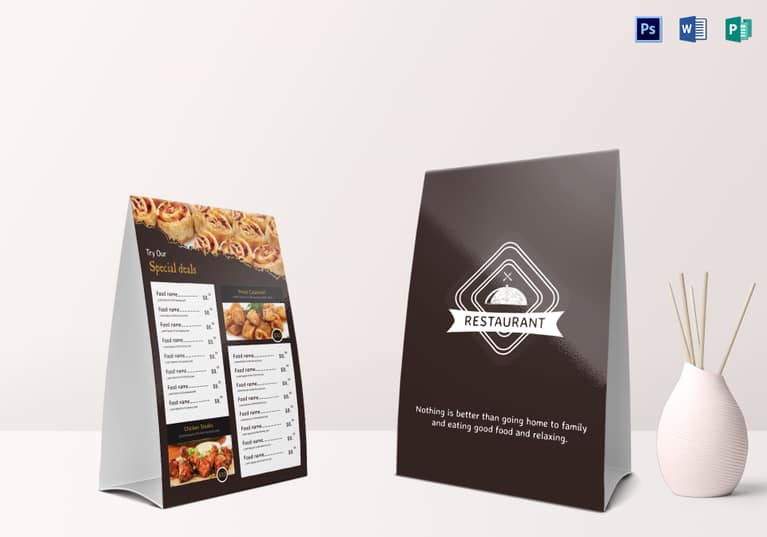 Restaurant Table Tent Menu Template