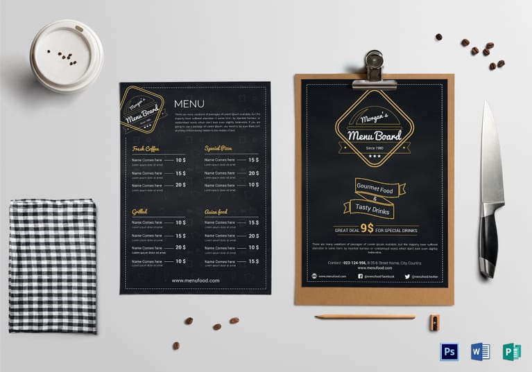 Simple Restaurant Menu Board Template