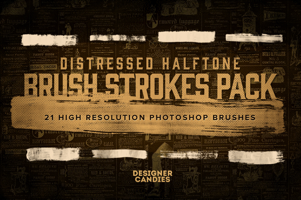 21 Distressed Halftone Brush Strokes