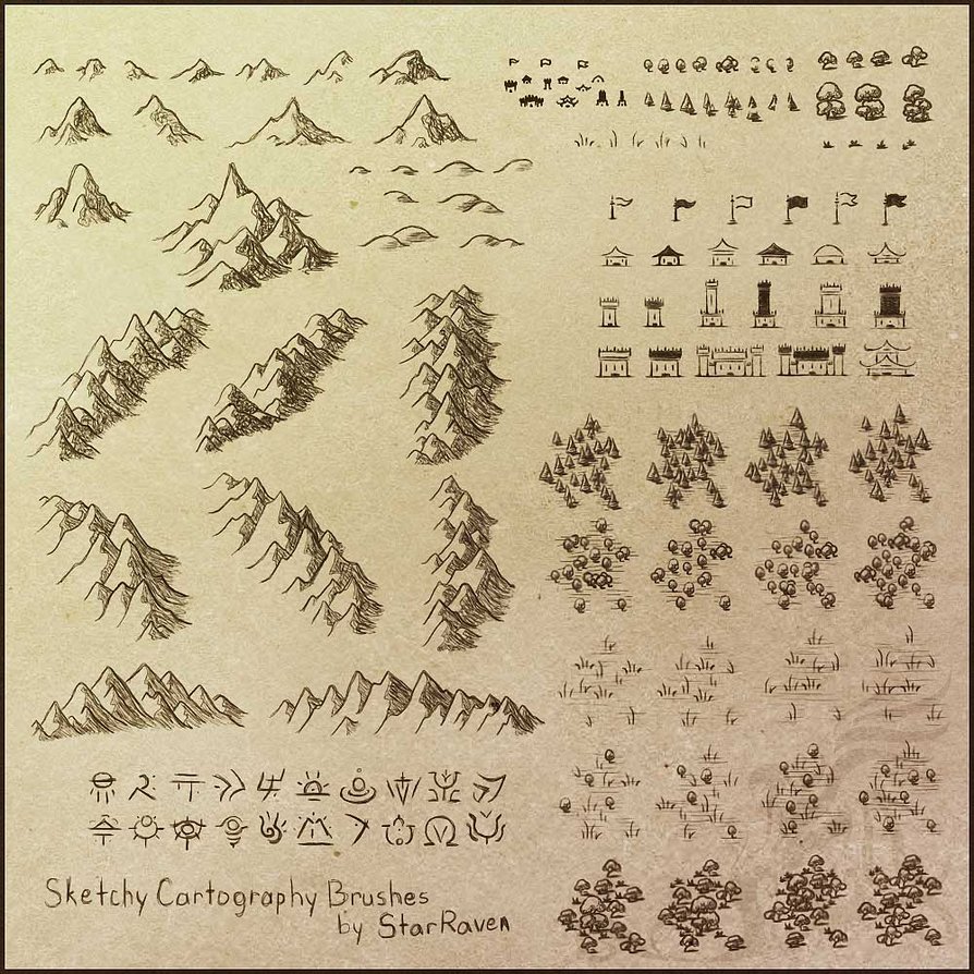 Brosses de cartographie d'esquisse par... StarRaven