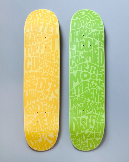 Nursery Rhyme skateboard deck designed by Katie Tully