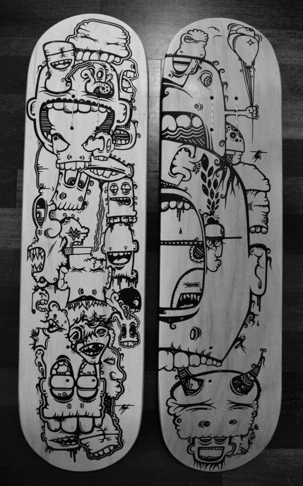 Skateboard decks designed by matthewtaylorillustration