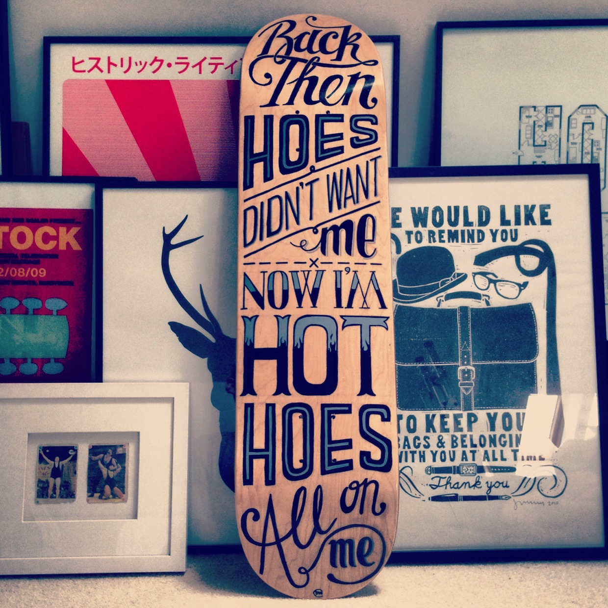 “Quote” skateboard deck by timminess