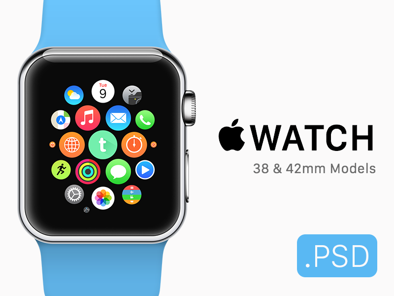 Apple Watch + Icon Mockup (Free .PSD) by Elliot