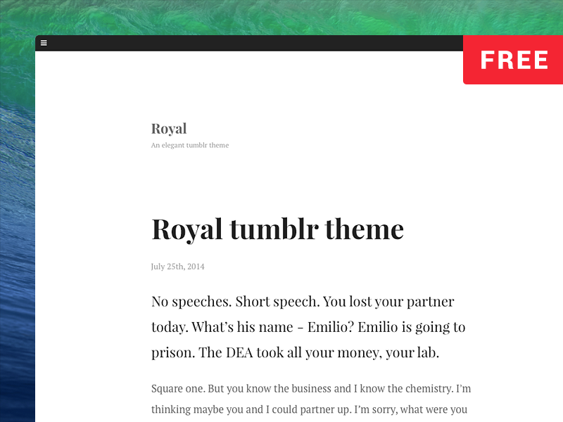 Royal tumblr theme by Pawel Kadysz