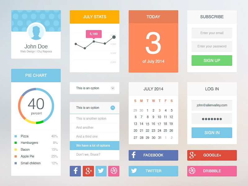 Soft Flat UI Kit by AlienValley