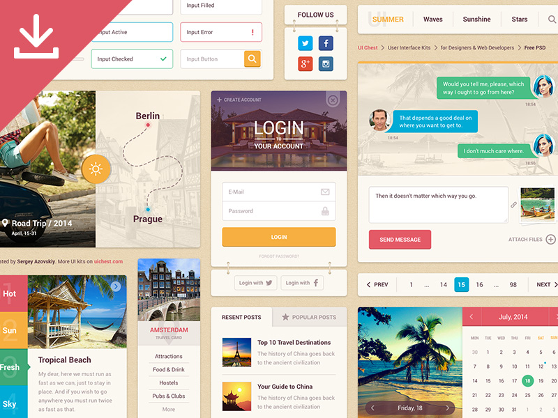 Summer Ui Kit Free by Sergey Azovskiy