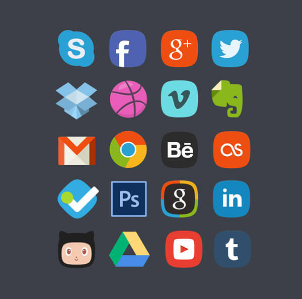 20 Social Media Badges by Denis Shepovalov