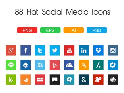 88 Flat Social Media Icons by Matej Dumancic