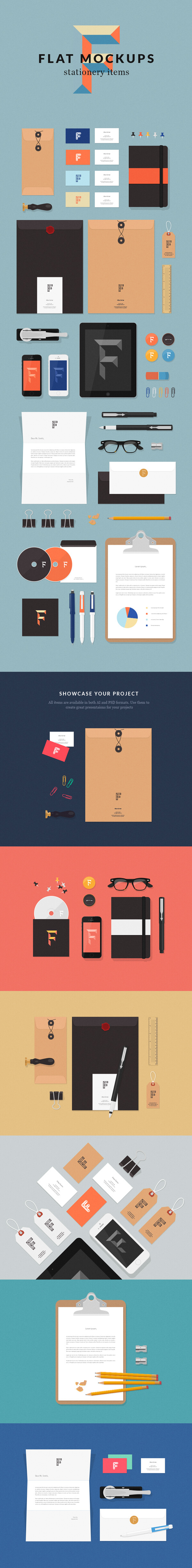 Flat MockUps – Stationery Items