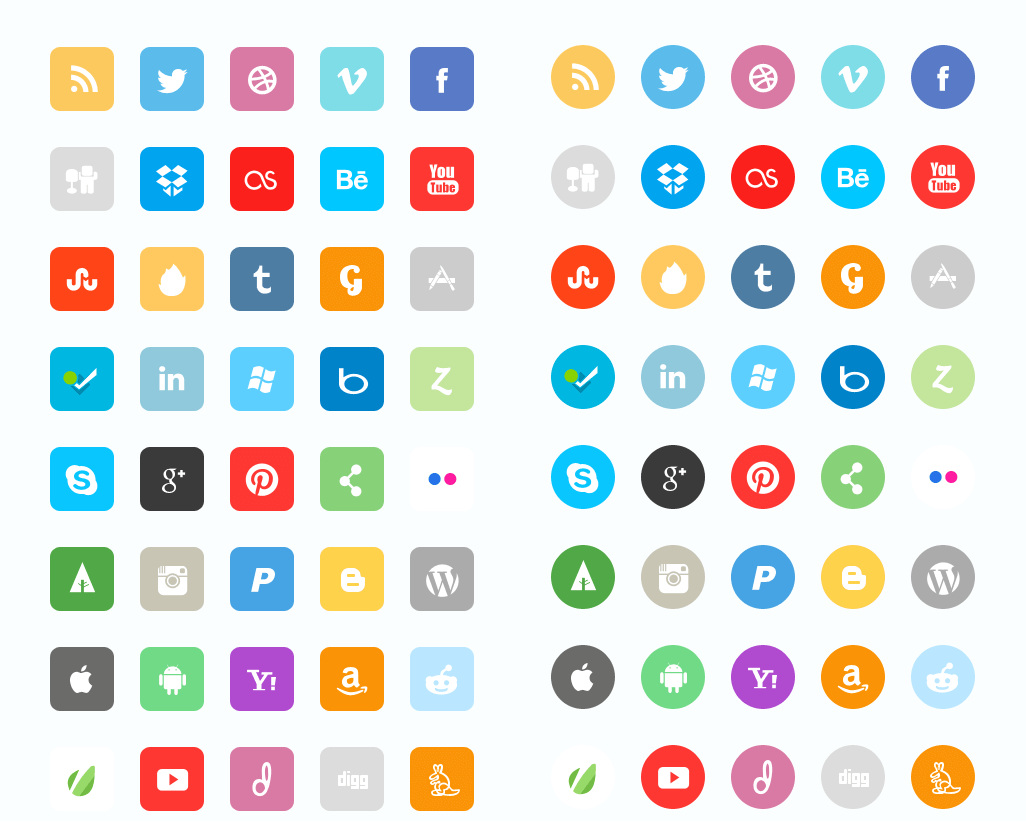 Flat Social Icon Set by DesignDeck