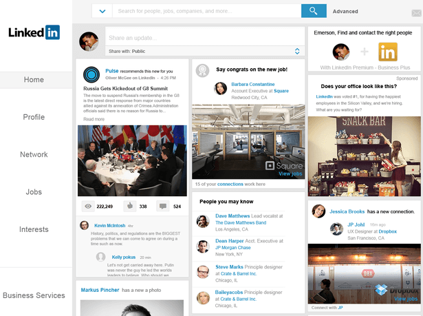Linkedin homepage concept by Emerson McIntyre