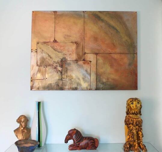 Oxidized copper painting from Gina Michele