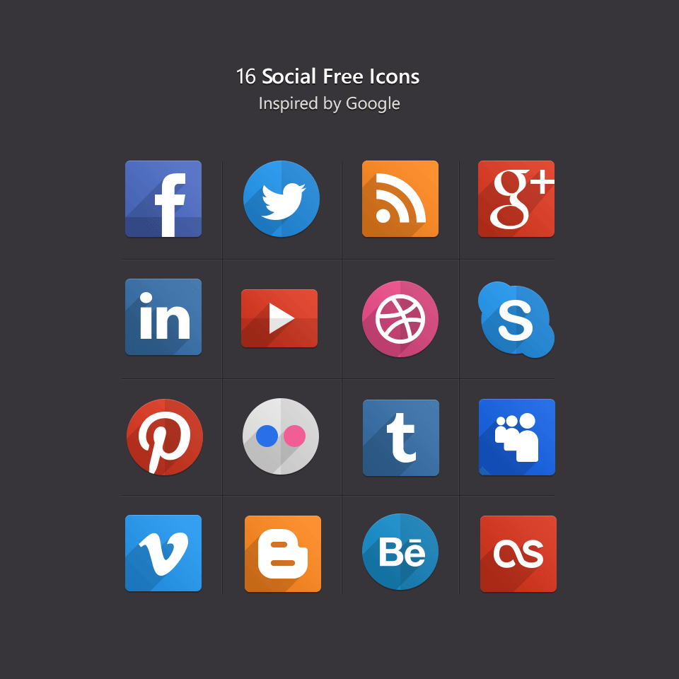 PSD Flat Social Icons by Pixeden.com