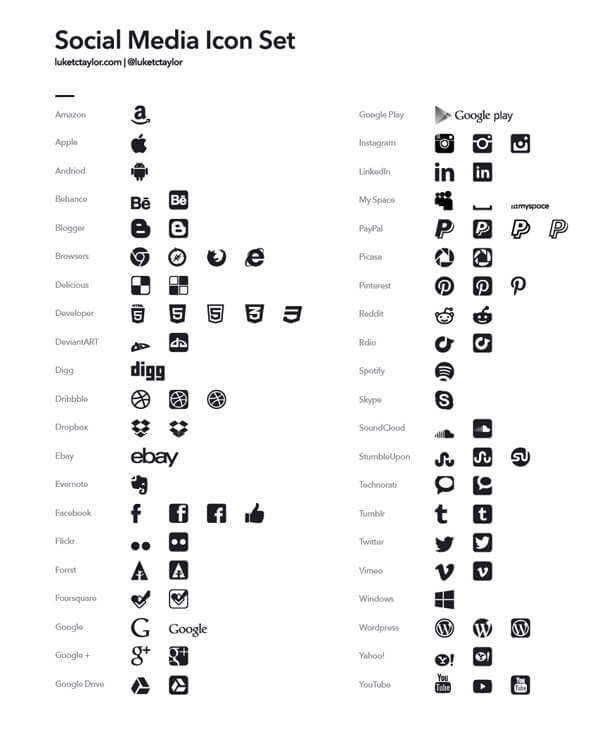 Social Media Icon Set by Luke Taylor