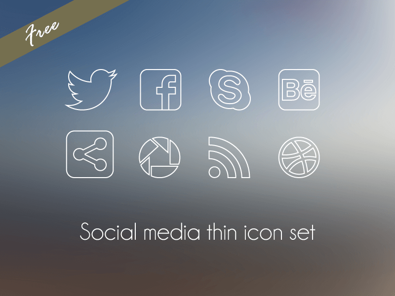 Social Media thin icon set by Marta Rodriguez