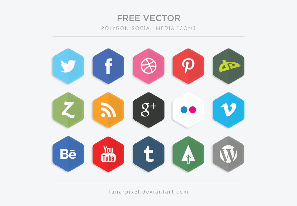 Vector Polygon Social Media Icons by LunarPixel