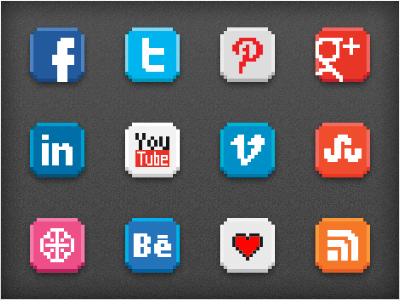 -bit social icon pack by Patrick Jones