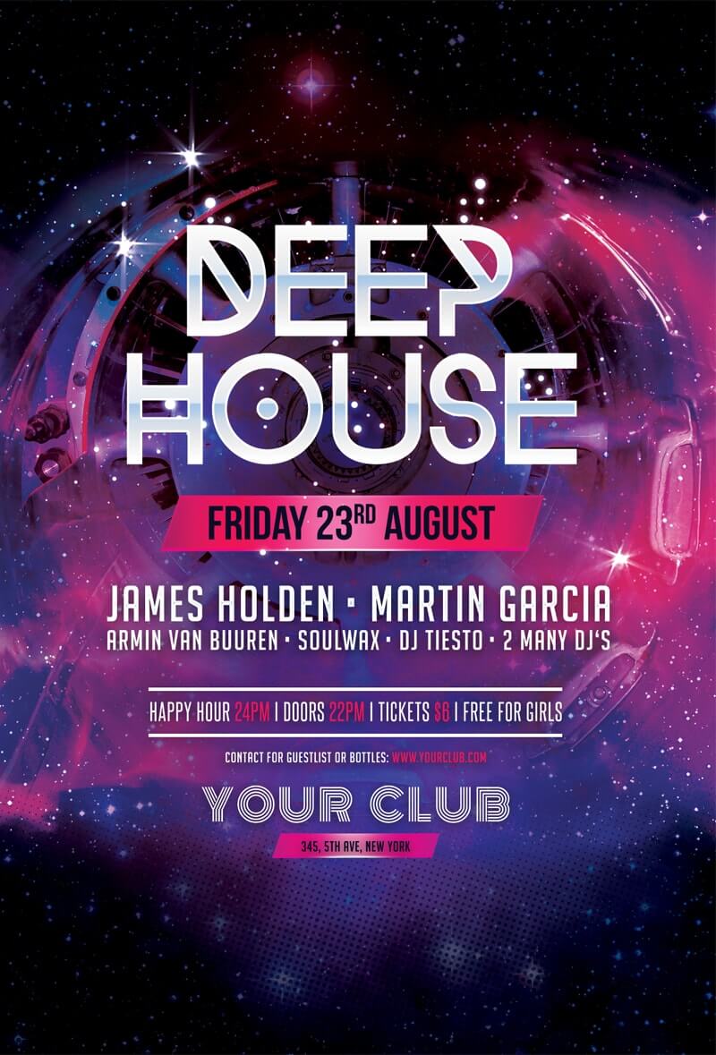 Free Deep House Flyer Template - Inspirationfeed With Regard To Free Printable Event Flyer Templates