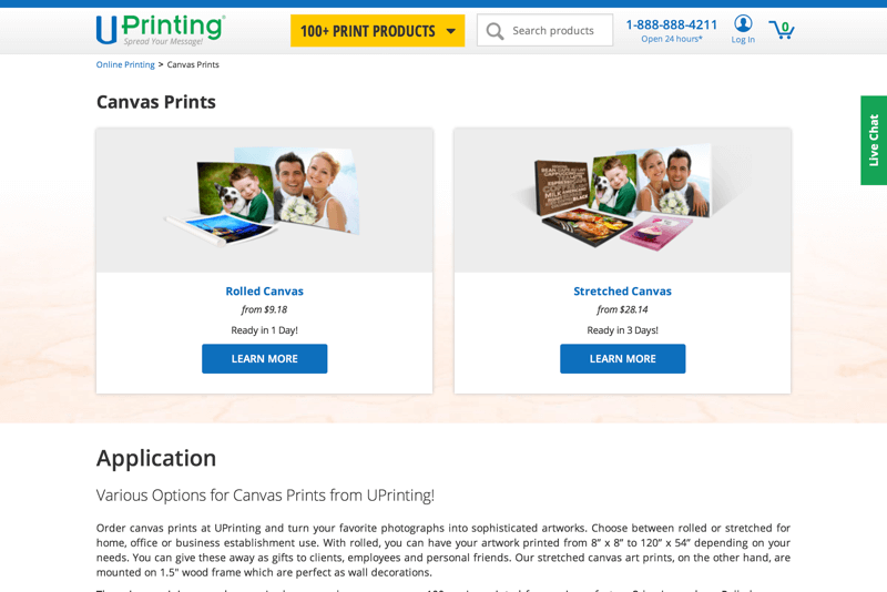 Canvas Printing in Rolled and Stretched Form - UPrinting.com (20150916)