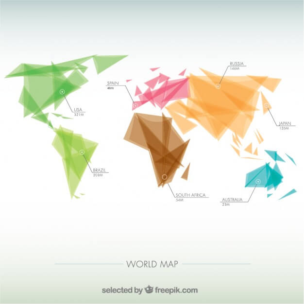 Geometric world map infographic