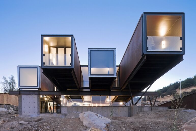 Caterpillar House built from shipping containers