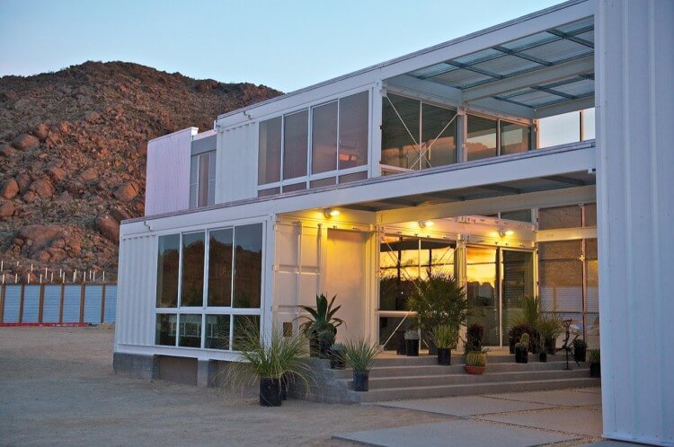 Shipping container home in the mojave desert