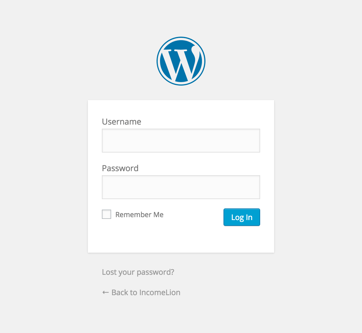 Wordpress Login Screen