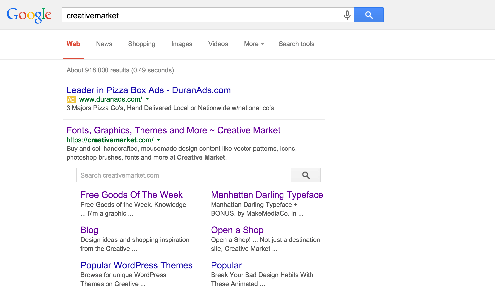 Creativemarket Google Search Result