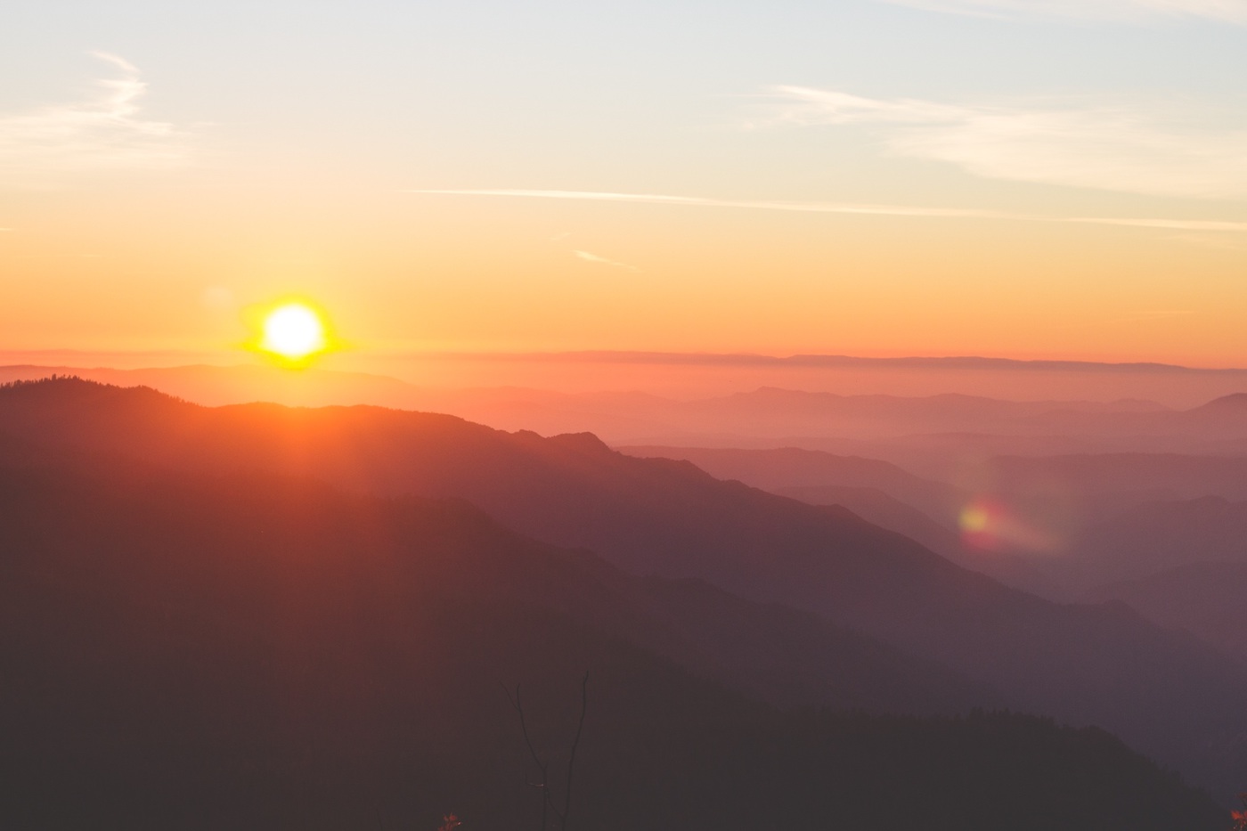 Sun rising on a beautiful mountain range