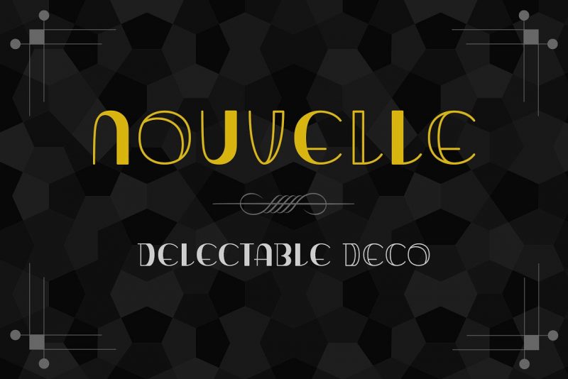 Nouvelle is an art deco inspired font family with a quirky flair.