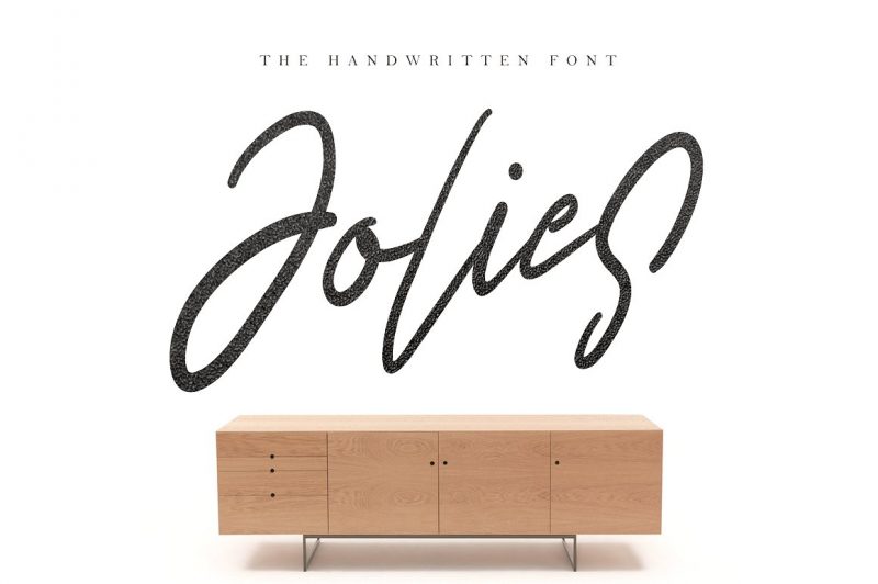 Jolies is handwritten modern stylish fonts, combines from classic to modern typeface with a clean design baseline. Can be used for various purposes, such as headings, signature, logos, wedding invitation, t-shirt, letterhead, signage, lable, news, posters, badges etc.