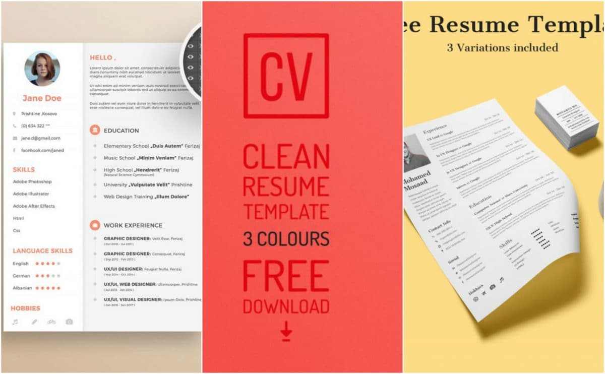 24 Free Resume Templates for Your Next Application | Inspirationfeed