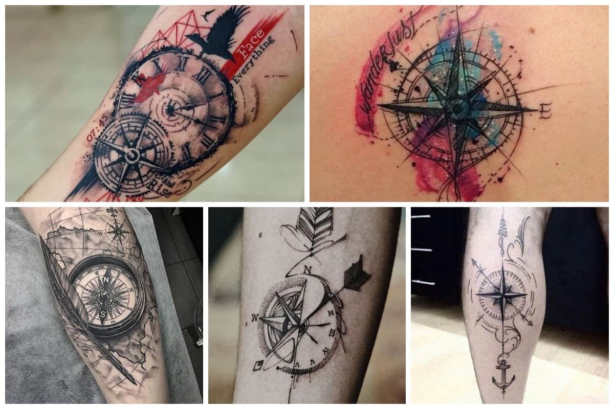 nautical compass tattoo chest