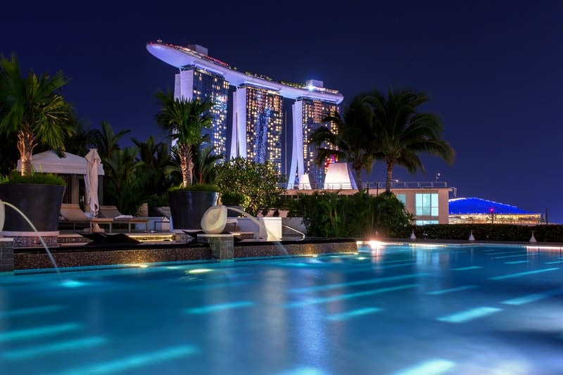 Beautiful pool at night in singapore