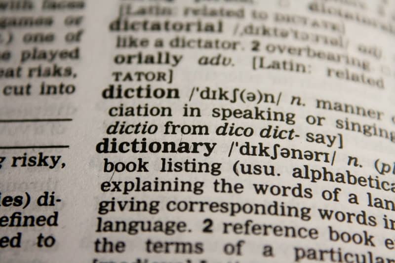 dictionary book close up