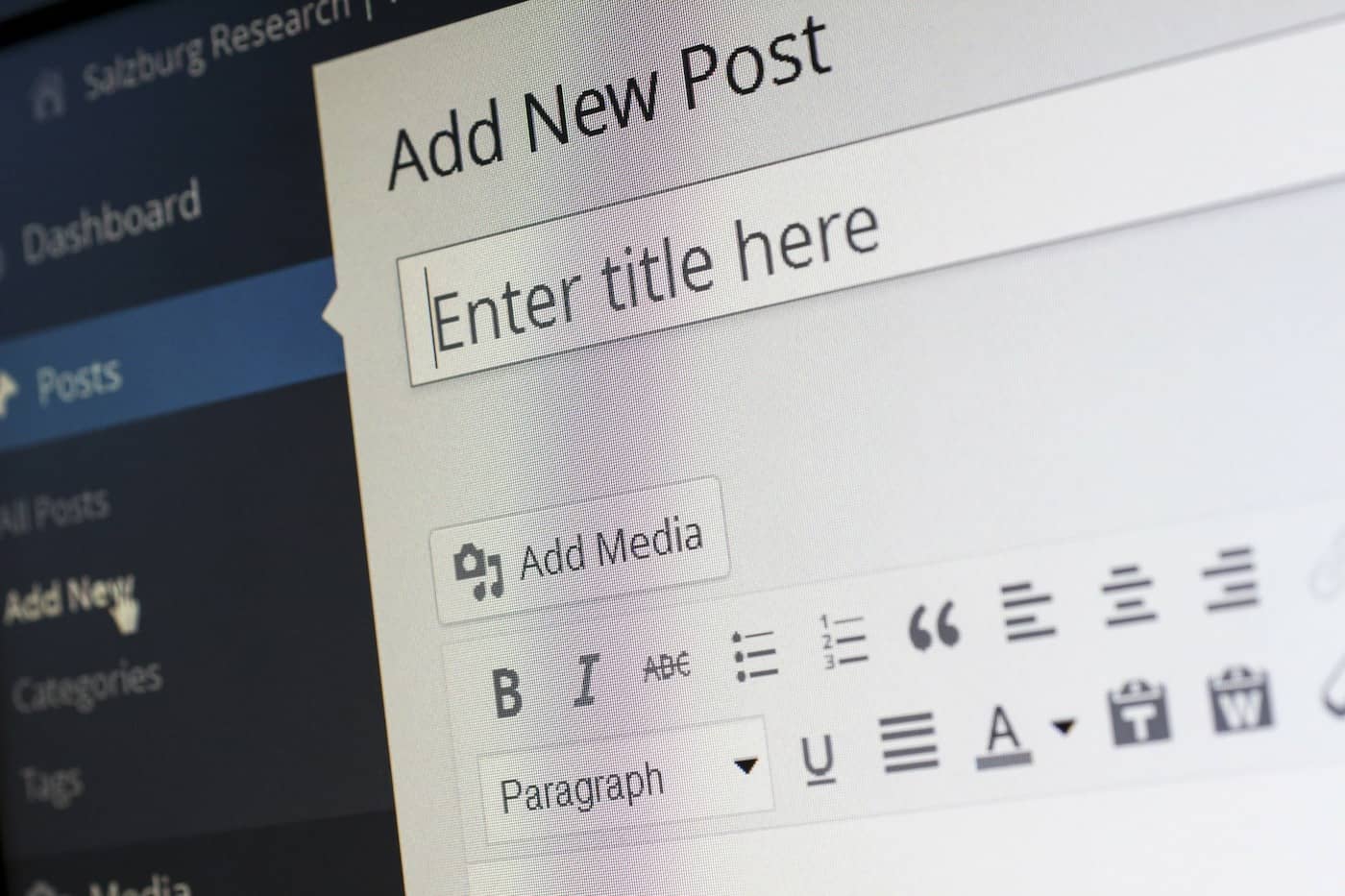 Create a New Blog Post Inside Wordpress
