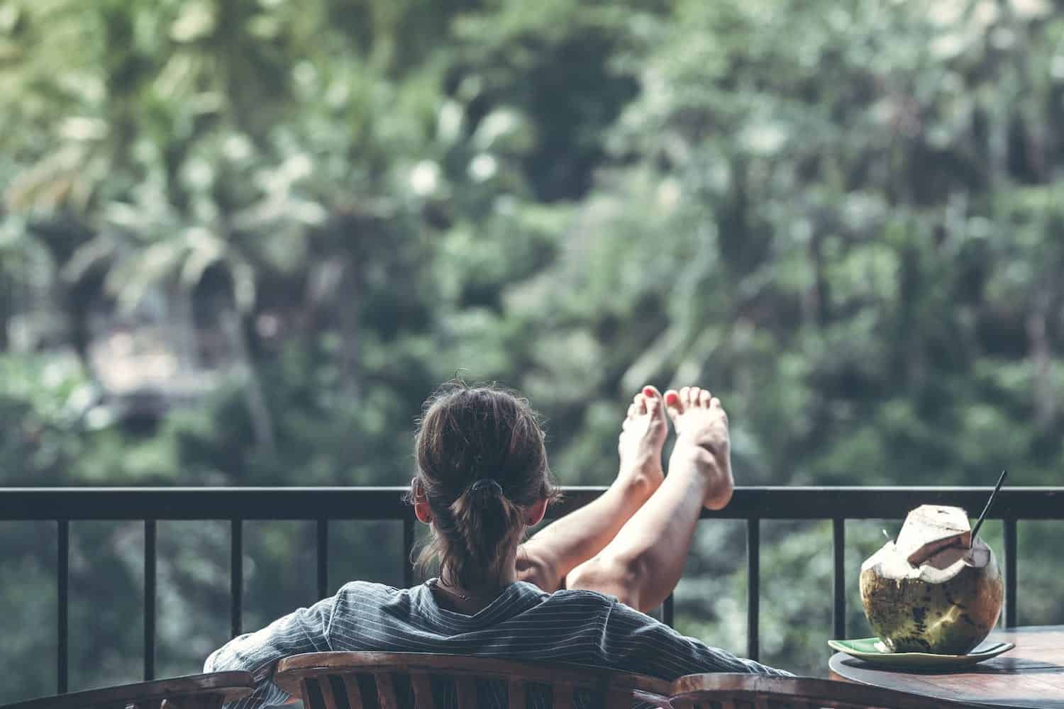 women relaxing at the balcony