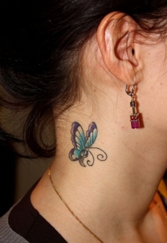 Butterfly neck tattoo