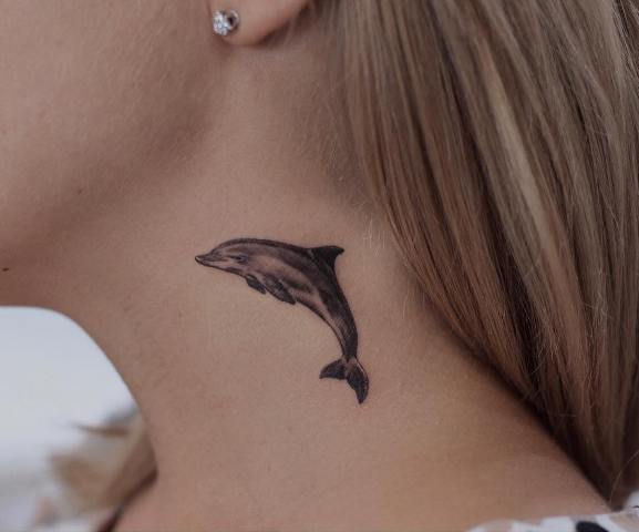 Dolphin-neck-tattoo-design