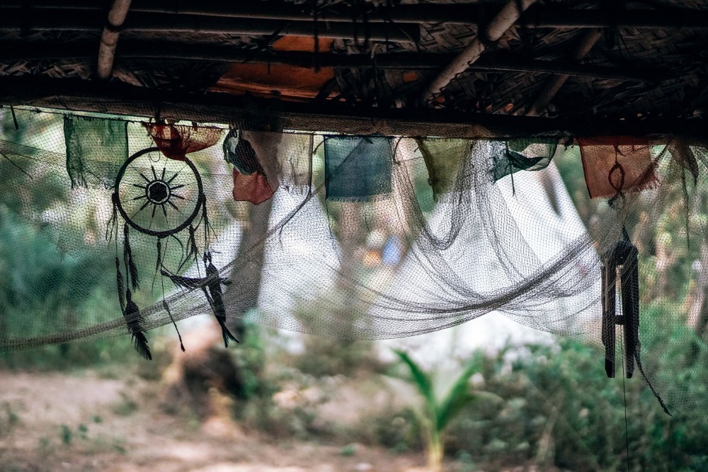 Dream Catcher Hanging From the Roof along with other Ornaments