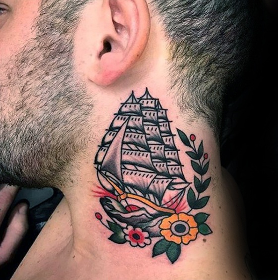 Ship-style-neck-tattoo-design